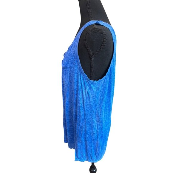 Dear John Cobalt Blue 100% Linen Tank Top Button Size L Beach Nautical Resort - Picture 6 of 11